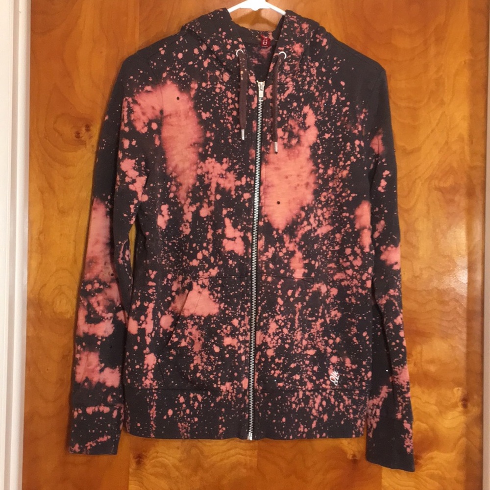 Custom Black & Pink Splatter Zip-Up Hoodie